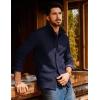 imagePJ PAUL JONES Mens Sweater Casual Cardigan Sweater Button Down Cable Knitted Textured SweaterNavy Blue