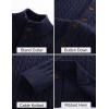 imagePJ PAUL JONES Mens Sweater Casual Cardigan Sweater Button Down Cable Knitted Textured SweaterNavy Blue
