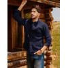 imagePJ PAUL JONES Mens Sweater Casual Cardigan Sweater Button Down Cable Knitted Textured SweaterNavy Blue