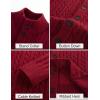 imagePJ PAUL JONES Mens Sweater Casual Cardigan Sweater Button Down Cable Knitted Textured SweaterWine Red