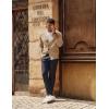 imagePJ PAUL JONES Mens Waffle Textured Cardigan Sweater Long Sleeve VNeck Knitted SweatersApricot
