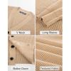 imagePJ PAUL JONES Mens Waffle Textured Cardigan Sweater Long Sleeve VNeck Knitted SweatersApricot