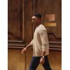 imagePJ PAUL JONES Mens Waffle Textured Cardigan Sweater Long Sleeve VNeck Knitted SweatersApricot