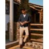 imagePJ PAUL JONES Mens Waffle Textured Cardigan Sweater Long Sleeve VNeck Knitted SweatersDark Grey