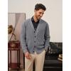 imagePJ PAUL JONES Mens Waffle Textured Cardigan Sweater Long Sleeve VNeck Knitted SweatersGrey