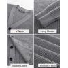 imagePJ PAUL JONES Mens Waffle Textured Cardigan Sweater Long Sleeve VNeck Knitted SweatersGrey