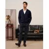 imagePJ PAUL JONES Mens Waffle Textured Cardigan Sweater Long Sleeve VNeck Knitted SweatersNavy Blue