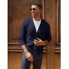 imagePJ PAUL JONES Mens Waffle Textured Cardigan Sweater Long Sleeve VNeck Knitted SweatersNavy Blue