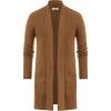 imageMens Shawl Collar Open Front Long Cardigan Ribbed Knit Sweater with PocketsBrown