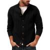 imagePJ PAUL JONES Mens Cardigan Sweater Button Down Stand Collar Cardigans Long Sleeve Knitted SweatersBlack