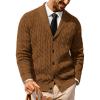 imagePJ PAUL JONES Mens Cardigan Sweater Cable Knit Sweaters Shawl Collar Texture Solid CardigansCamel