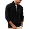 imagePJ PAUL JONES Mens Cardigan Sweater Full Zip Up Cardigans Ribbed Knit Stand Collar SweatersBlack