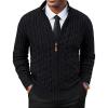 imagePJ PAUL JONES Mens Cardigan Sweater Full Zip Up Stand Collar Cardigans Long Sleeve Knitted SweatersBlack