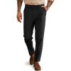 imagePJ PAUL JONES Mens Dress Pants Vintage Pleated Tapered Cropped Pants Extended Waist Work Dress Pant Casual SlacksBlack