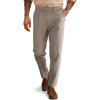 imagePJ PAUL JONES Mens Dress Pants Vintage Pleated Tapered Cropped Pants Extended Waist Work Dress Pant Casual SlacksKhaki