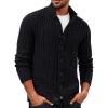 imagePJ PAUL JONES Mens Sweater Casual Cardigan Sweater Button Down Cable Knitted Textured SweaterBlack