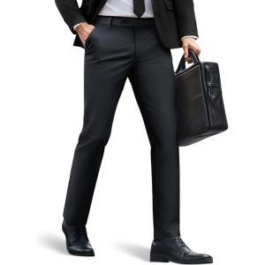 imagePJ PAUL JONES Mens Casual Pants Tapered Cropped Pants Stretch Twill Trousers Slacks with Slant PocketsDark Blue Grey