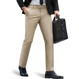 imagePJ PAUL JONES Mens Casual Pants Tapered Cropped Pants Stretch Twill Trousers Slacks with Slant PocketsKhaki