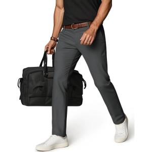 imagePJ PAUL JONES Mens Golf Pants Stretch Work Dress Pant Casual Classic Fit Lightweight Slacks Trousers with 5 PocketsDark Grey