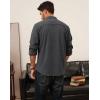 imagePJ PAUL JONES Mens Button Down Waffle Textured Shirt Casual Long Sleeve Wrinkle Free Untucked Shirts with Flap PocketsDark Gray