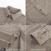 imagePJ PAUL JONES Mens Button Down Waffle Textured Shirt Casual Long Sleeve Wrinkle Free Untucked Shirts with Flap PocketsKhaki