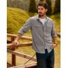 imagePJ PAUL JONES Mens Button Down Waffle Textured Shirt Casual Long Sleeve Wrinkle Free Untucked Shirts with Flap PocketsLight Gray