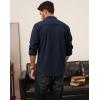 imagePJ PAUL JONES Mens Button Down Waffle Textured Shirt Casual Long Sleeve Wrinkle Free Untucked Shirts with Flap PocketsNavy Blue