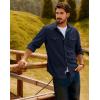 imagePJ PAUL JONES Mens Button Down Waffle Textured Shirt Casual Long Sleeve Wrinkle Free Untucked Shirts with Flap PocketsNavy Blue