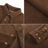 imagePJ PAUL JONES Mens Corduroy Shirts Casual Button Down Shirt Jacket Lightweight ShacketBrown