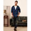 imagePJ PAUL JONES Mens Flannel Shirt Plaid Hoodie Casual Shirt Long Sleeve Lightweight Shirt JacketsHooded Blue Black