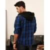 imagePJ PAUL JONES Mens Flannel Shirt Plaid Hoodie Casual Shirt Long Sleeve Lightweight Shirt JacketsHooded Blue Black