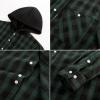 imagePJ PAUL JONES Mens Flannel Shirt Plaid Hoodie Casual Shirt Long Sleeve Lightweight Shirt JacketsHooded Green Black