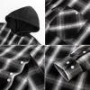 imagePJ PAUL JONES Mens Flannel Shirt Plaid Hoodie Casual Shirt Long Sleeve Lightweight Shirt JacketsHooded Grey Black