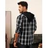 imagePJ PAUL JONES Mens Flannel Shirt Plaid Hoodie Casual Shirt Long Sleeve Lightweight Shirt JacketsHooded Grey Black