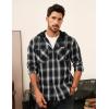 imagePJ PAUL JONES Mens Flannel Shirt Plaid Hoodie Casual Shirt Long Sleeve Lightweight Shirt JacketsHooded Grey Black