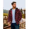 imagePJ PAUL JONES Mens Flannel Shirt Plaid Hoodie Casual Shirt Long Sleeve Lightweight Shirt JacketsHooded Red Black