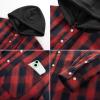 imagePJ PAUL JONES Mens Flannel Shirt Plaid Hoodie Casual Shirt Long Sleeve Lightweight Shirt JacketsHooded Red Black