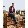 imagePJ PAUL JONES Mens Flannel Shirt Plaid Hoodie Casual Shirt Long Sleeve Lightweight Shirt JacketsHooded Red Black