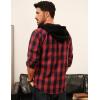 imagePJ PAUL JONES Mens Flannel Shirt Plaid Hoodie Casual Shirt Long Sleeve Lightweight Shirt JacketsHooded Red Black