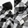 imagePJ PAUL JONES Mens Flannel Shirt Plaid Hoodie Casual Shirt Long Sleeve Lightweight Shirt JacketsHooded White Black