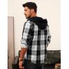 imagePJ PAUL JONES Mens Flannel Shirt Plaid Hoodie Casual Shirt Long Sleeve Lightweight Shirt JacketsHooded White Black