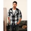 imagePJ PAUL JONES Mens Flannel Shirt Plaid Hoodie Casual Shirt Long Sleeve Lightweight Shirt JacketsHooded White Black