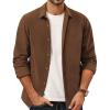 imagePJ PAUL JONES Mens Corduroy Shirts Casual Button Down Shirt Jacket Lightweight ShacketBrown