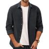 imagePJ PAUL JONES Mens Corduroy Shirts Casual Button Down Shirt Jacket Lightweight ShacketDark Grey