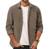 imagePJ PAUL JONES Mens Corduroy Shirts Casual Button Down Shirt Jacket Lightweight ShacketKhaki
