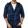 imagePJ PAUL JONES Mens Flannel Shirt Plaid Hoodie Casual Shirt Long Sleeve Lightweight Shirt JacketsHooded Blue Black