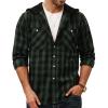 imagePJ PAUL JONES Mens Flannel Shirt Plaid Hoodie Casual Shirt Long Sleeve Lightweight Shirt JacketsHooded Green Black