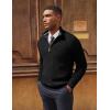 imagePJ PAUL JONES Men Quarter Zip Pullover Sweaters Casual Lightweight Knit Dress SweaterBlack