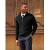 imagePJ PAUL JONES Men Quarter Zip Pullover Sweaters Casual Lightweight Knit Dress SweaterBlack