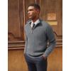 imagePJ PAUL JONES Men Quarter Zip Pullover Sweaters Casual Lightweight Knit Dress SweaterGray
